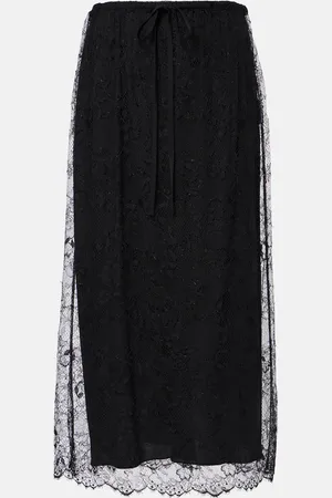 VALENTINO Falda midi de encaje floral
