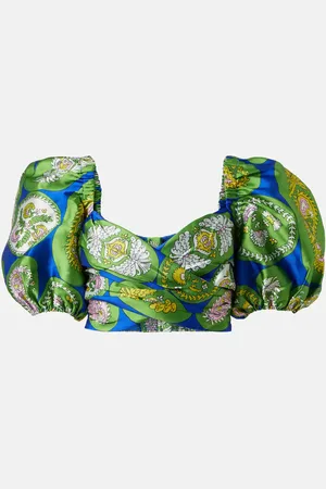 ALÉMAIS Alémais Crop top estampado con mangas abullonadas