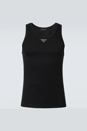 Prada Tank top de algodón con logo