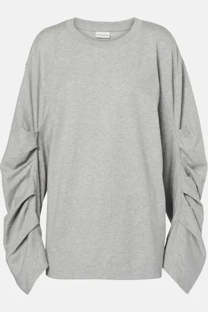 DRIES VAN NOTEN Top oversized de algodón fruncido