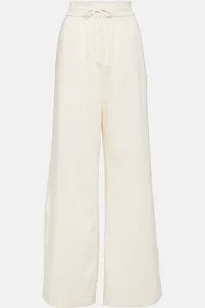 Frame Pantalones anchos de mezcla de algodón de tiro alto