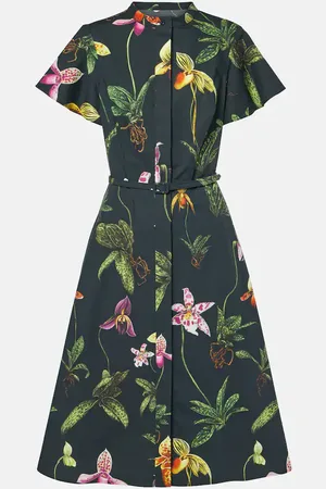 Oscar de la Renta Vestido midi de mezcla de algodón floral