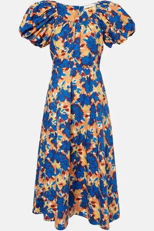 ULLA JOHNSON Vestido midi Imara de popelín de algodón