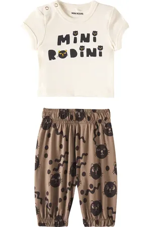 Mini Rodini Bebé - set Cats de camiseta y pantalones