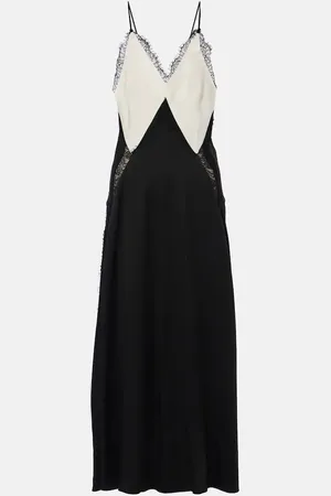 Victoria Beckham Vestido lencero de crepé satén con encaje