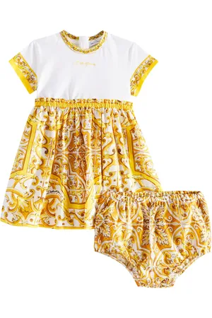 Dolce & Gabbana Bebé – vestido Majolica de popelín de algodón con braga
