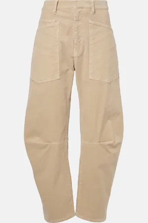 NILI LOTAN Pantalones tapered Shon de pana de tiro medio