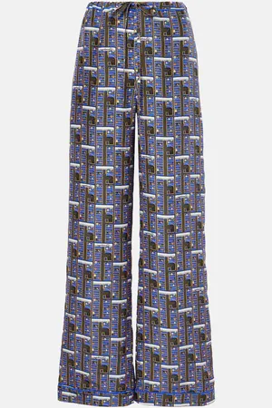 Burberry Pantalones rectos de seda a cuadros