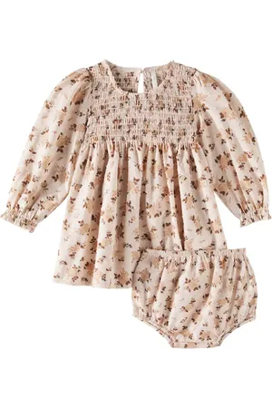 Rylee + Cru Bebé - vestido Capri de algodón floral fruncido