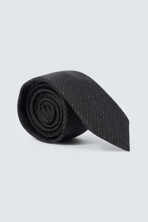 Saint Laurent Corbata de mezcla de seda a rayas