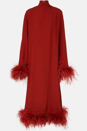 ‎Taller Marmo‎ Vestido midi Gina con plumas