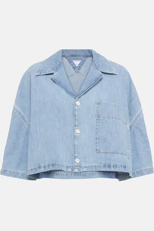 Bottega Veneta Camisa cropped de denim