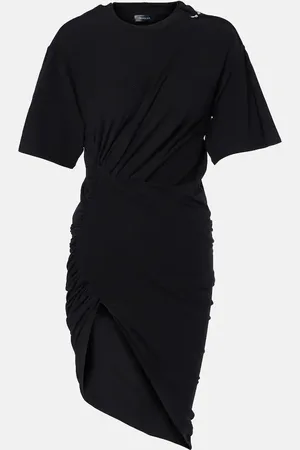 MUGLER Vestido corto drapeado de mezcla de algodón