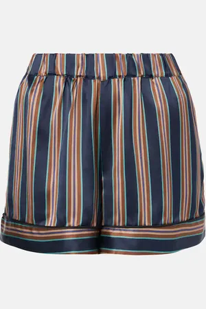 ASCENO Shorts London de seda a rayas