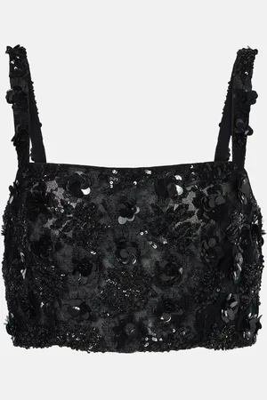 Dolce & Gabbana Crop top con lentejuelas y aplique floral