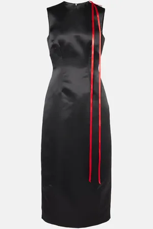 Simone Rocha Vestido midi de satén con lazo