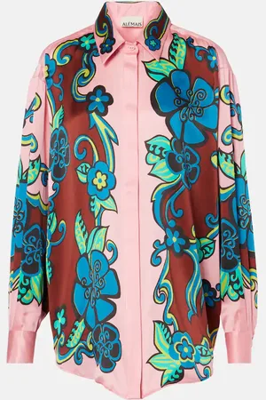 ALÉMAIS Alémais Camisa de satén de seda floral
