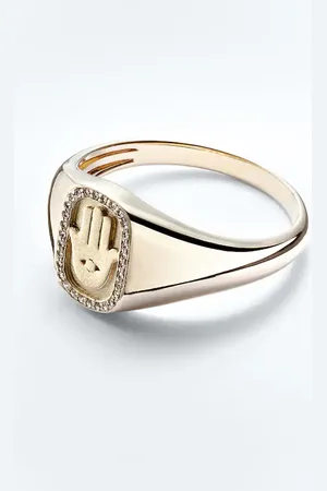 Sydney Evan Anillo Hamsa Icono de oro de 14 ct con diamantes