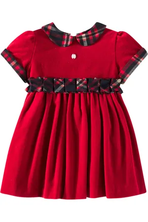 PATACHOU Bebé - vestido de terciopelo con tartán