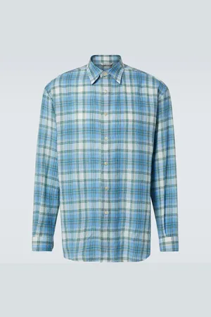 Auralee Camisa Airy de lana a cuadros