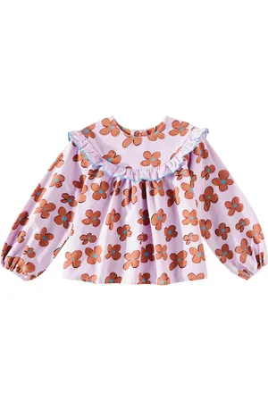 Jelly Mallow Blusa Flower de algodón con volantes