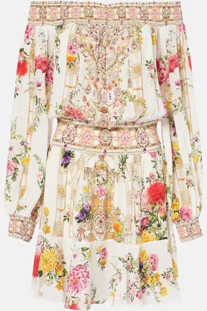 Camilla Vestido corto de seda floral