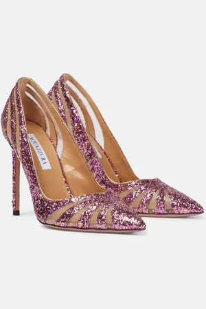 Aquazzura Salones The Spy 105 de malla con glitter