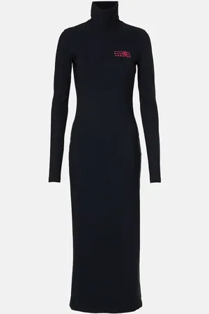 Maison Margiela Vestido midi de cuello alto de punto
