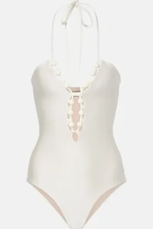Adriana Degreas Bañador con cuello halter adornado
