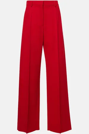 VALENTINO Pantalones anchos de grisalla de lana virgen