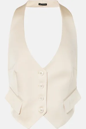 Tom Ford Chaleco de sarga de seda y lana