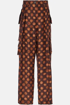 DRIES VAN NOTEN Pantalones cargo de seda estampados