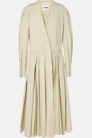 Jil Sander Vestido midi de popelín de algodón
