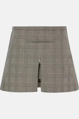 Courrèges Courrèges Minifalda de mezcla de lana a cuadros