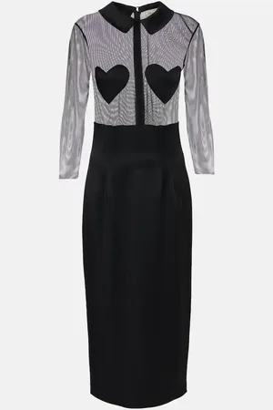 BLUMARINE Vestido midi de malla y satén