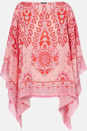 Etro Poncho de seda estampado