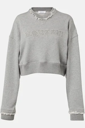 Alexander McQueen Sudadera cropped de algodón con logo