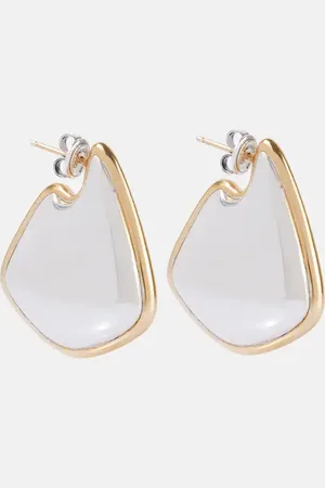 Bottega Veneta Pendientes Fin Small de plata de ley bañados en oro de 18 ct