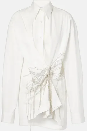 DRIES VAN NOTEN Blusa fruncida de algodón adornada