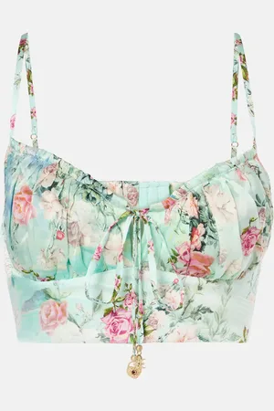 Camilla Bralette de seda floral fruncido