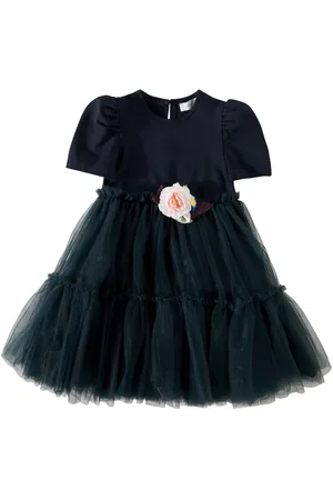 MONNALISA Vestido de tul con aplique floral