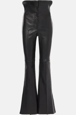 Alexander McQueen Pantalones de piel de tiro alto