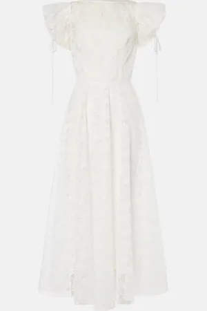 RODARTE Vestido midi de encaje floral de seda