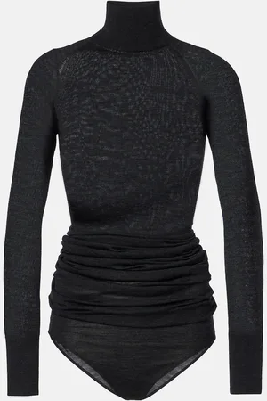 Alaïa Alaïa Body de lana drapeado con cuello alto