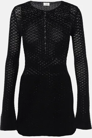 Saint Laurent Vestido corto de croché