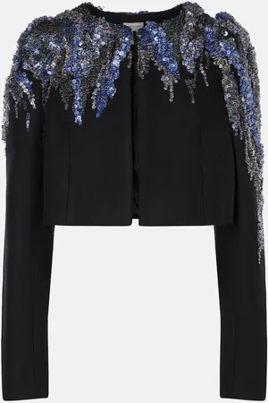 DRIES VAN NOTEN Chaqueta cropped de mezcla de lana con lentejuelas
