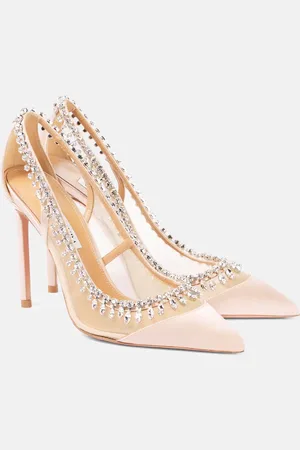 Aquazzura Salones Crystal Crush 105 de malla y satén