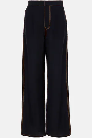 Alaïa Alaïa Pantalones anchos de georgette de tiro alto