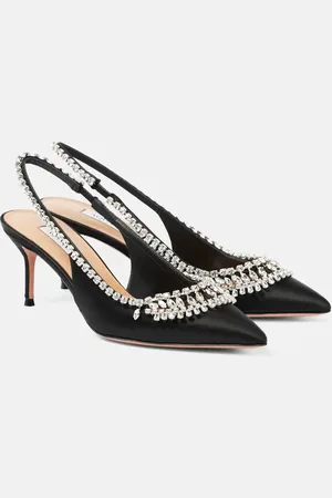 Aquazzura Salones destalonados Crystal Crush de satén