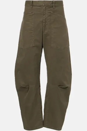 NILI LOTAN Pantalones barrel Shon de sarga de algodón